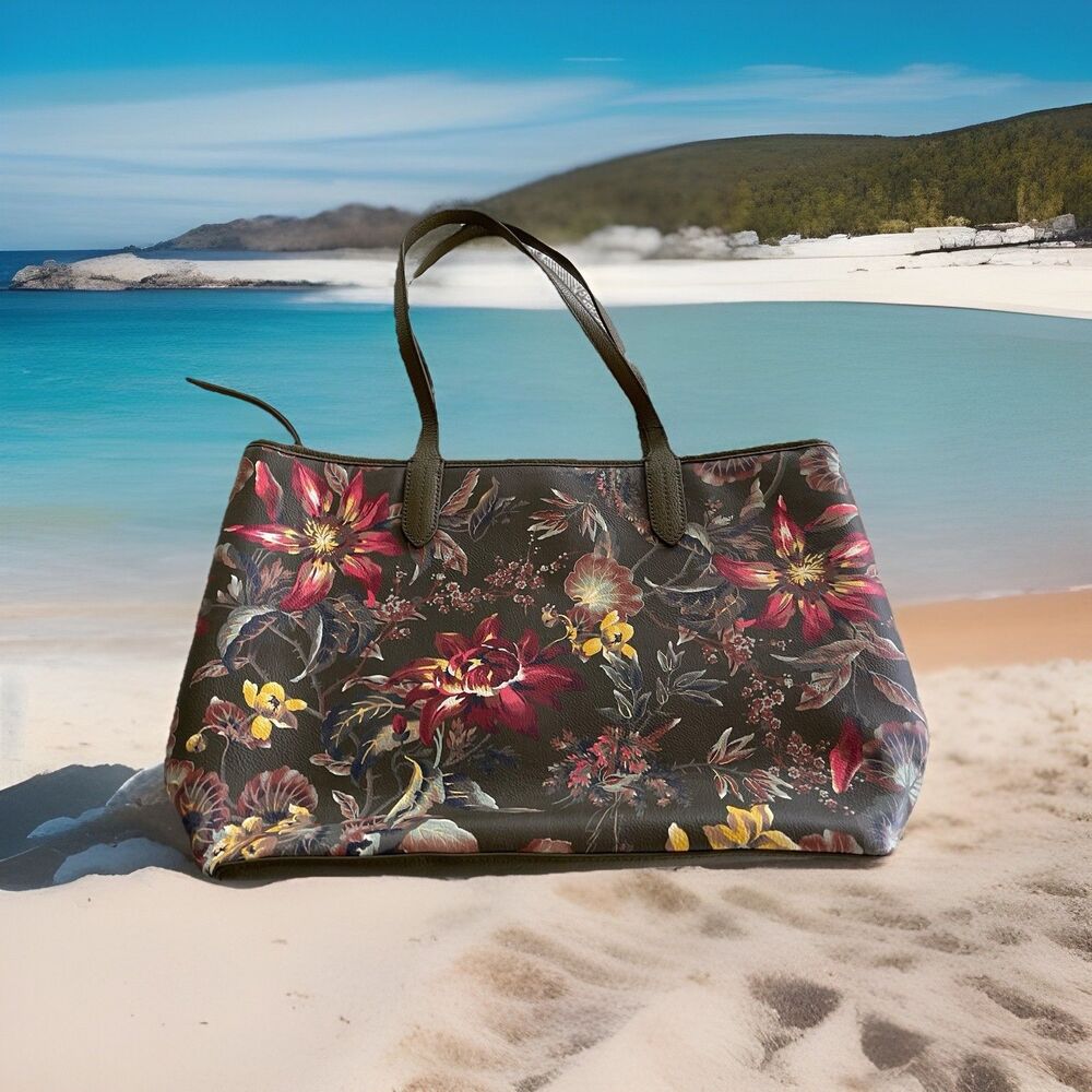 Talbots Splendid Floral Tote Bag Zip Closure Handbag Approx 15 x 12 x 5 NWOT
